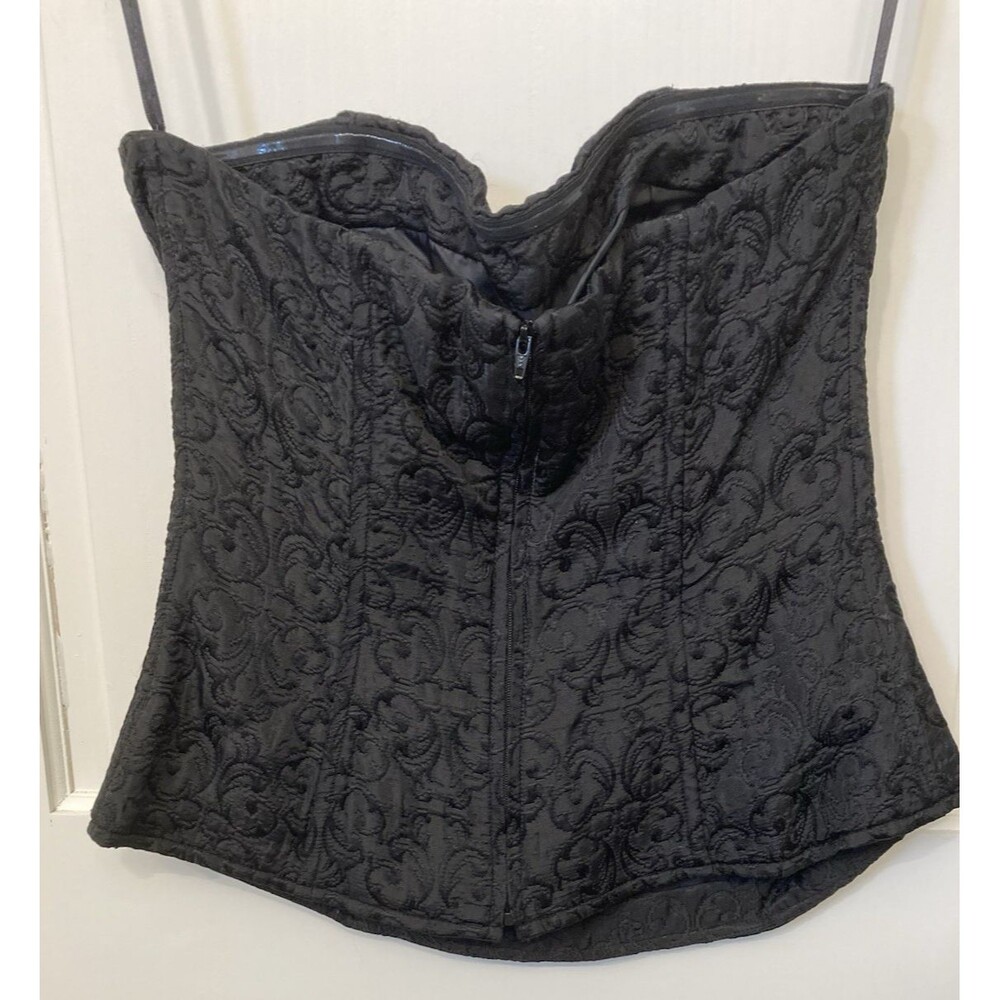 The Limited Corset Bustier Black Floral Jacquard Boned Lined M Gothic Whimsigoth - Picture 6 of 16